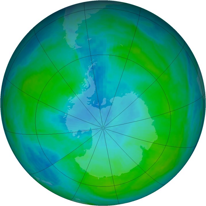 Antarctic ozone map for 11 February 1988